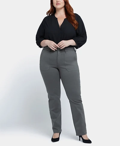 Nydj Plus Marilyn Straight Utility Pocket Jean