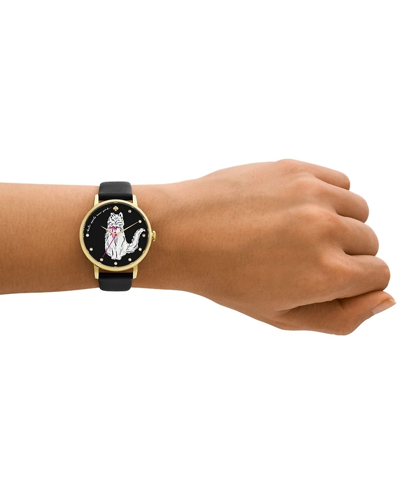 Kate Spade New York Women's Metro Black Leather Watch 34mm
