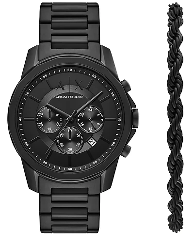 A|X Armani Exchange Men's Quartz Chronograph Black Stainless Steel Watch 44mm