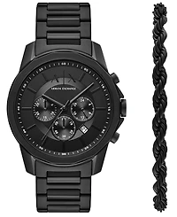 A|X Armani Exchange Men's Quartz Chronograph Black Stainless Steel Watch 44mm