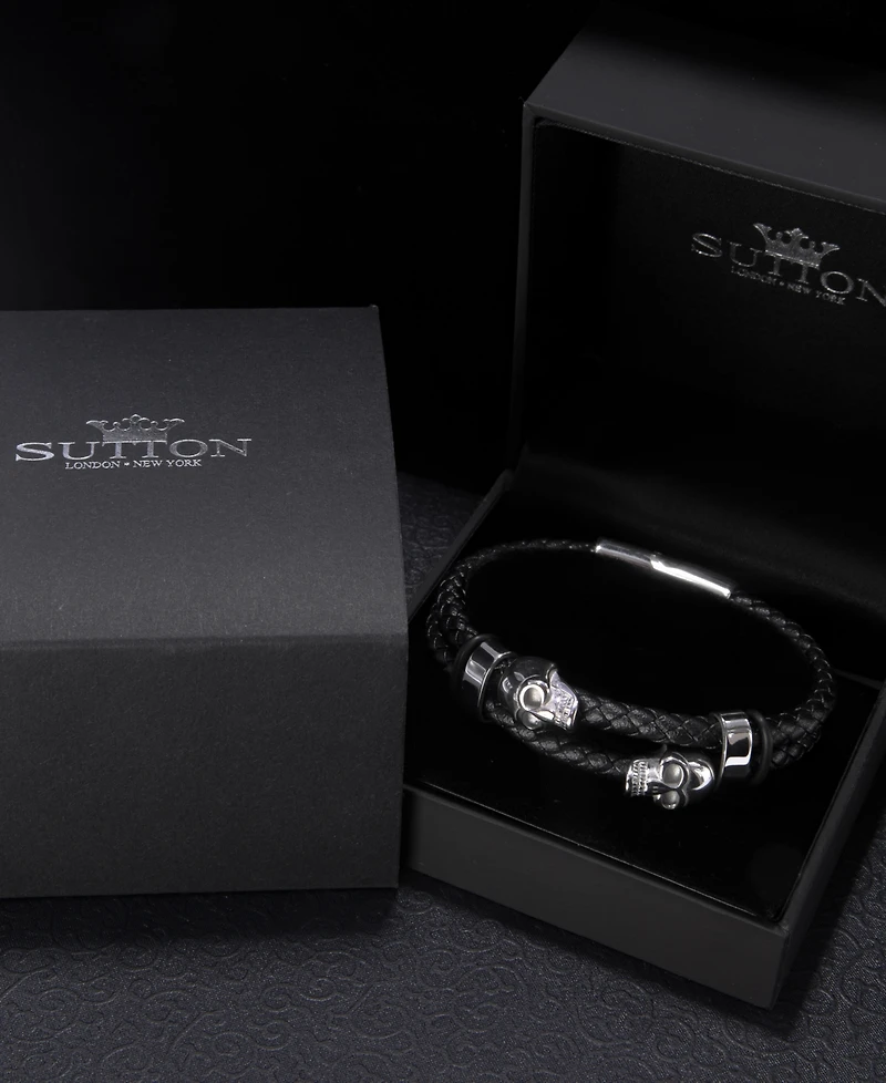 Rhona Sutton Black Reaper Leather Stainless Steel Bracelet