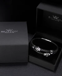 Rhona Sutton Black Reaper Leather Stainless Steel Bracelet