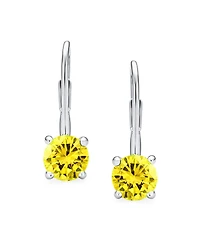 Bling Jewelry Traditional Round 1CT Cz Solitaire Drop Earrings Gold Plated .925 Sterling Silver Leverback