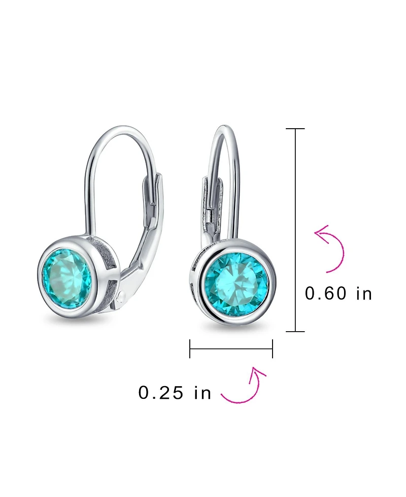 Bling Jewelry Dainty 0.50CTW Round Bezel Cubic Zirconia Cz Solitaire Dangle Drop Earrings Lever Back Rose Gold Plated .925 Sterling Silver