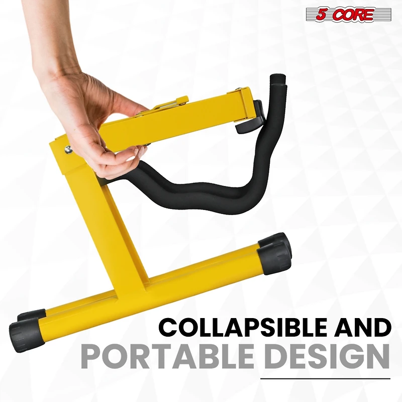 5 Core Guitar Stand Floor A Frame Electric Acoustic Bass Soporte Para Guitarra - Yellow