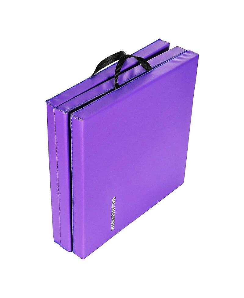 BalanceFrom Fitness GoGym 6x2ft Folding 3 Panel Exercise Mat w/Handles, Purple