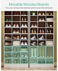 Tribesigns 10-Tier Shoe Storage Cabinet, White and Brown Wooden Shoe Rack with 30 Cubbies, Freestanding Tall Entryway Shoe Organizer for Closet, Entry