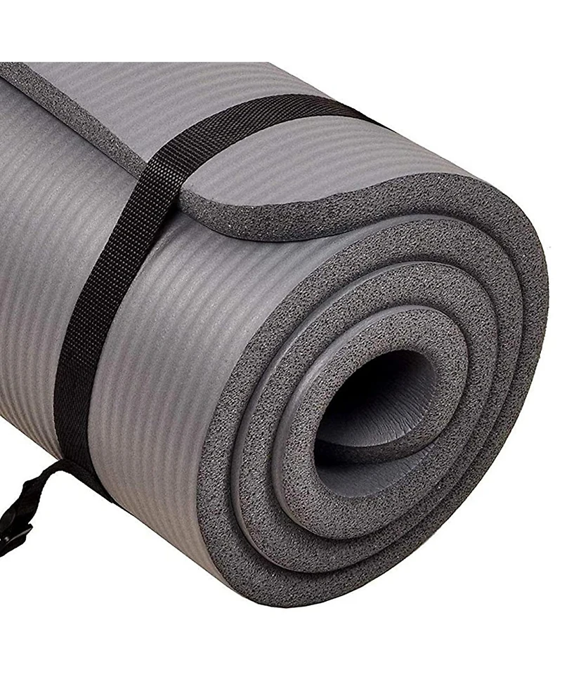 BalanceFrom Fitness BalanceFrom GoCloud 1" Extra Thick Exercise Yoga Mat with Carrying Strap, Gray