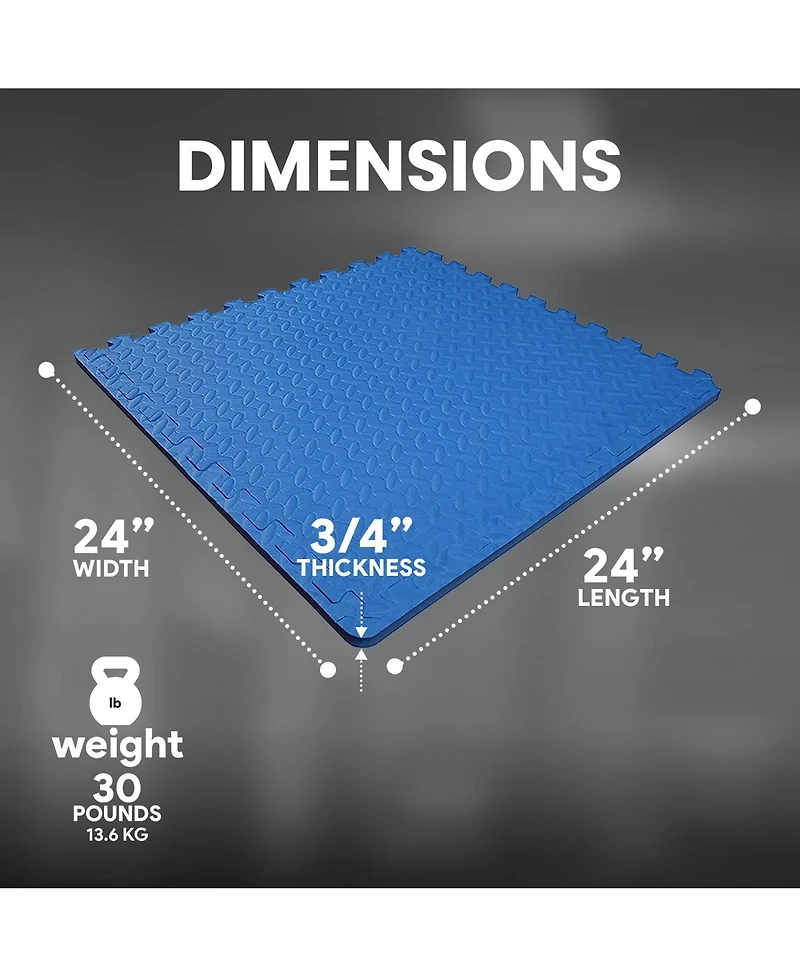 BalanceFrom Fitness 96 Sq Ft Interlocking Eva Foam Exercise Mat Tiles, Blue