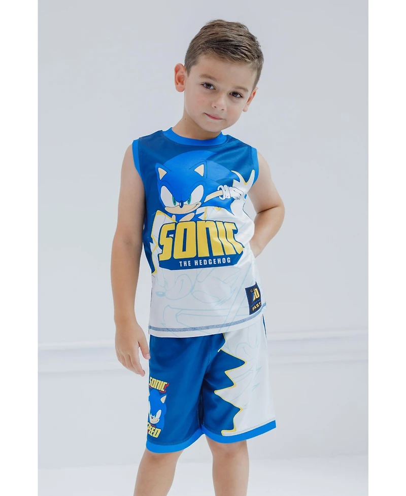 Sega Boys Sonic the Hedgehog Knuckles Tails Tank Top and Shorts to