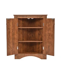 Slickblue Corner Triangle Bathroom Storage Cabinet with Adjustable Shelves for Space-Saving Organization