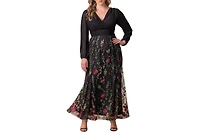Kiyonna Plus Isabella Embroidered Mesh Formal Gown