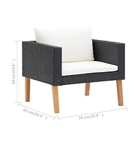 vidaXL 3 Piece Patio Lounge Set with Cushions Poly Rattan
