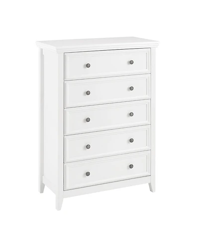 Modern 5-Drawer Dresser – White Cabinet with 5 Drawers, Ideal for Living Room or Farmhouse Closet Storage