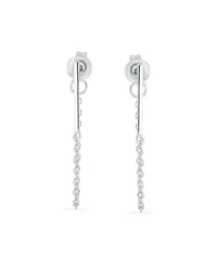 Bling Jewelry Minimalist Modern Geometric Bar Dangle Chain Cartilage Ear Stud Earrings .925 Sterling Silver
