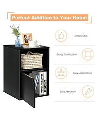 Gymax Set of 2 Nightstands Side End Table Storage Cabinet Shelf Living Room White