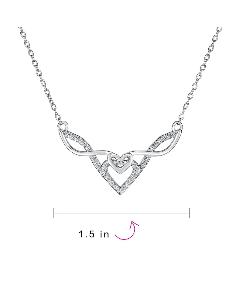 Bling Jewelry Good Luck Friendship Cz Accent Heart Trinity Irish Love Knot Infinity Celtic Necklace Collar Pendant Couples .925 Sterling Silver