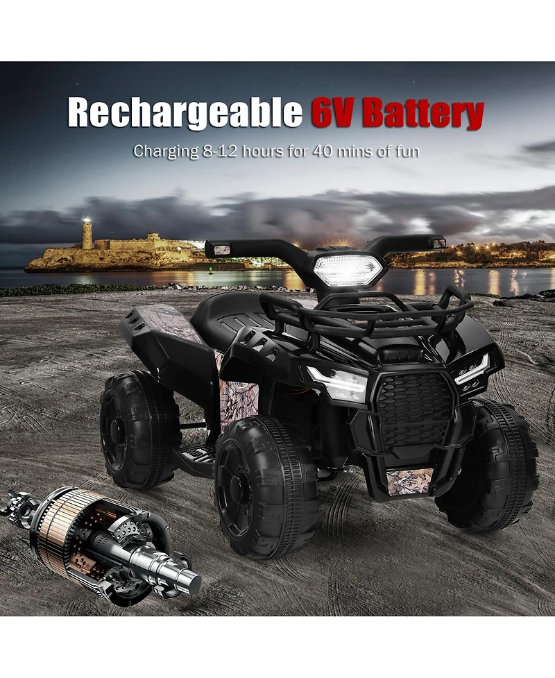 6V Kids Atv Quad Electric Ride On Car Toy Toddler with Led Light MP3