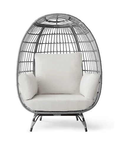 Best Choice Products Wicker Egg Chair Oversized Indoor Outdoor Patio Lounger w/ Steel Frame, 440lb Capacity