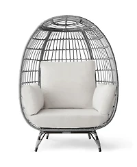 Best Choice Products Wicker Egg Chair Oversized Indoor Outdoor Patio Lounger w/ Steel Frame, 440lb Capacity