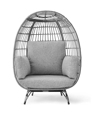 Best Choice Products Wicker Egg Chair Oversized Indoor Outdoor Patio Lounger w/ Steel Frame, 440lb Capacity
