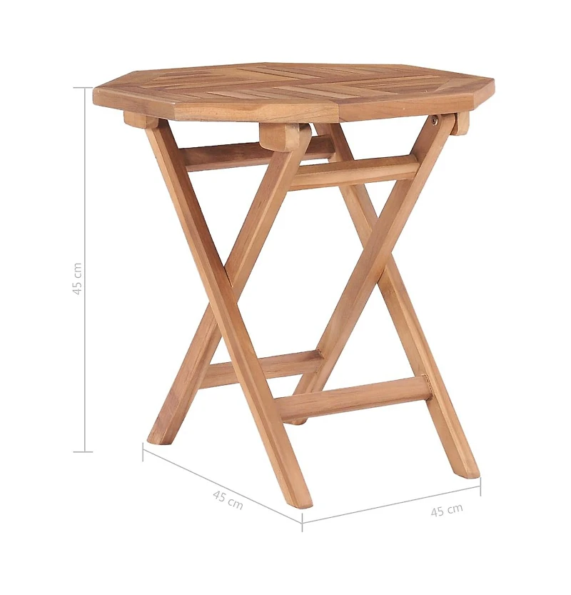 vidaXL Folding Patio Table 17.7"x17.7"x17.7" Solid Teak Wood