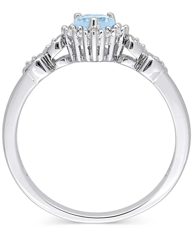 Lab-Grown Blue Sapphire (1/4 ct. t.w.), White (1/8 & Diamond Accent Heart Ring Sterling Silver