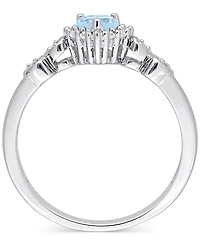 Lab-Grown Blue Sapphire (1/4 ct. t.w.), White (1/8 & Diamond Accent Heart Ring Sterling Silver