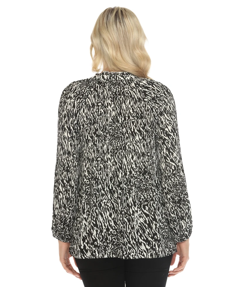 White Mark Women's Printed Peasant Blouse