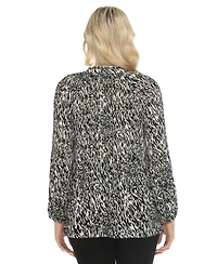 White Mark Women's Printed Peasant Blouse