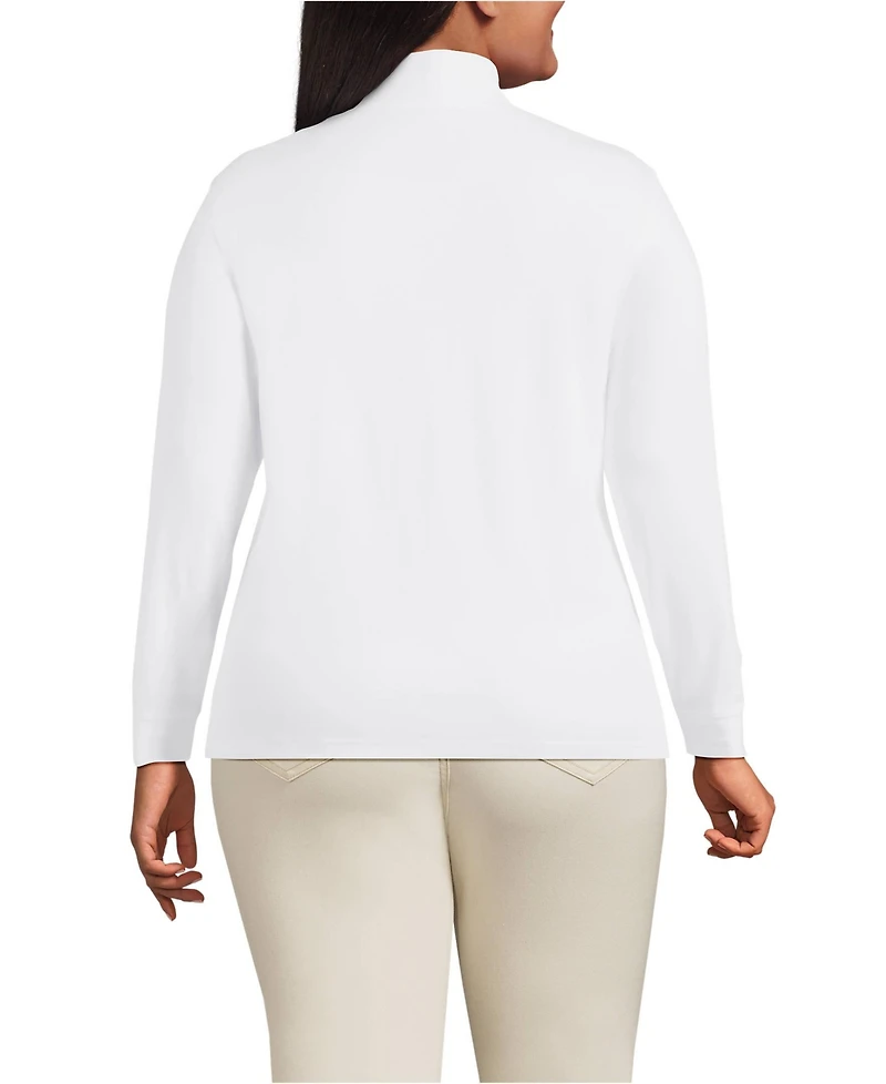 Lands' End Plus Relaxed Cotton Long Sleeve Mock Turtleneck
