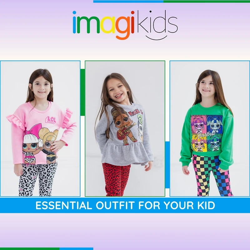 L.o.l. Surprise! Girls French Terry Sweatshirt and Leggings Outfit Set