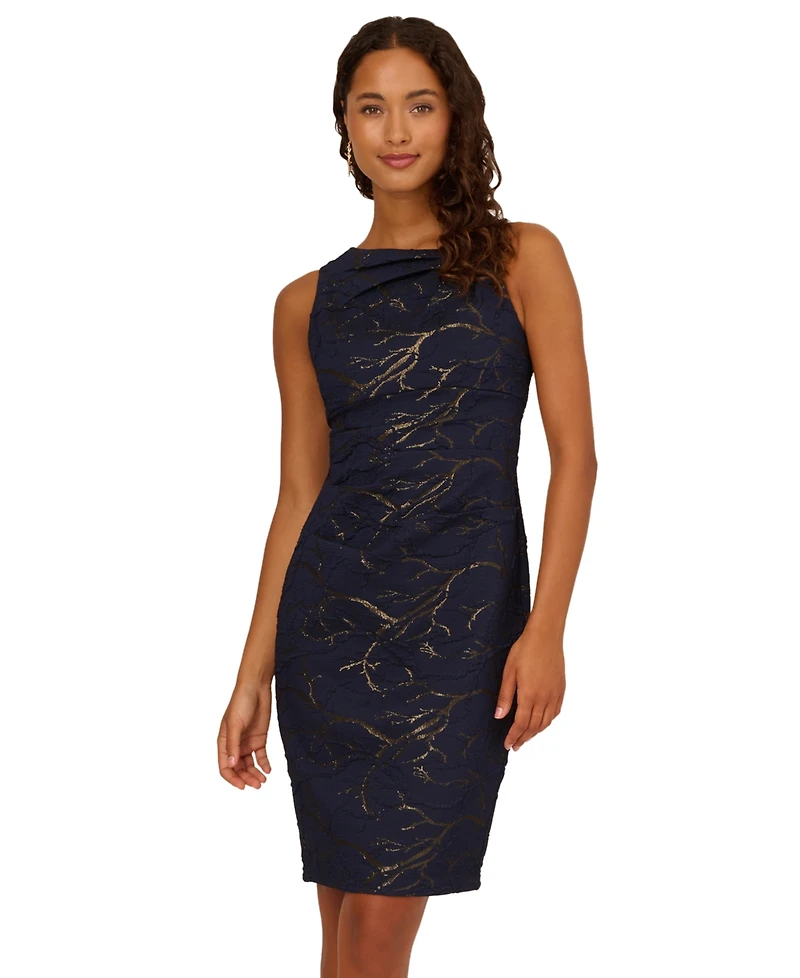 Adrianna Papell Women's Metallic Stretch Jacquard Dress