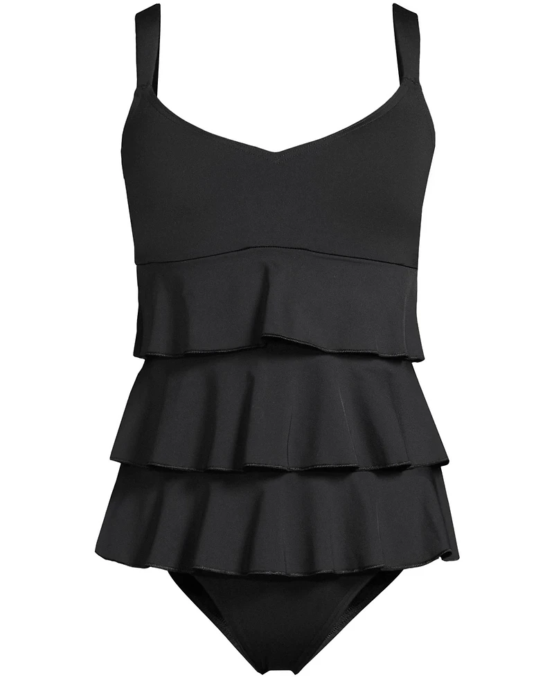 Lands' End Women's Ruffle Fauxkini One Piece Swimsuit