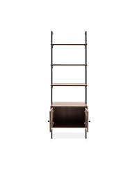 Industrial 4-Shelf Wood Wall-Mounted Open Ladder Bookcase, Cabinet, Metal Frame