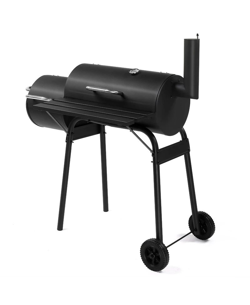 Slickblue Barrel Charcoal Grill with Offset Smoker for Smoky Bbq Flavors