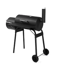 Slickblue Barrel Charcoal Grill with Offset Smoker for Smoky Bbq Flavors