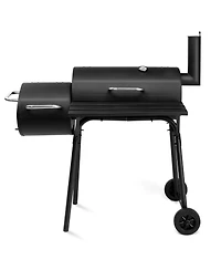 Slickblue Barrel Charcoal Grill with Offset Smoker for Smoky Bbq Flavors
