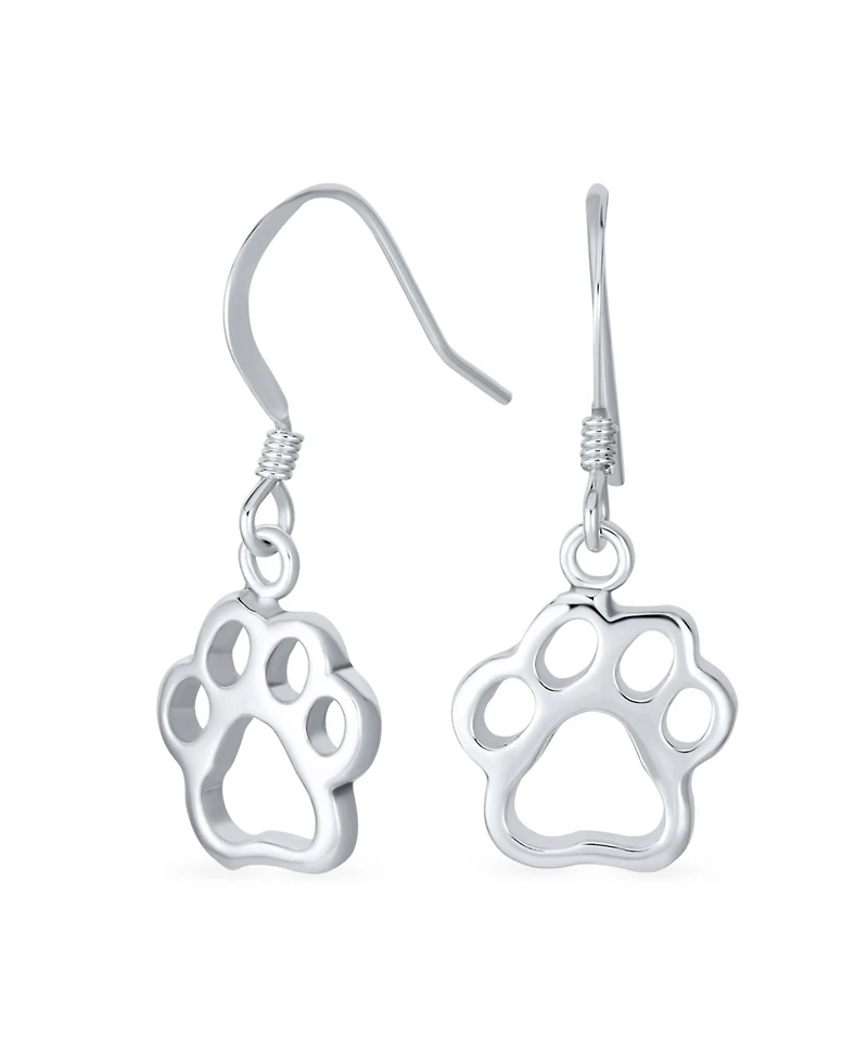 Bling Jewelry Dog Bone & Paw Print Layering Chain Link Bracelet & Earrings Set Sterling Silver