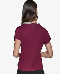 Karl Lagerfeld Paris Women's Embellished Scoop-Neck Top