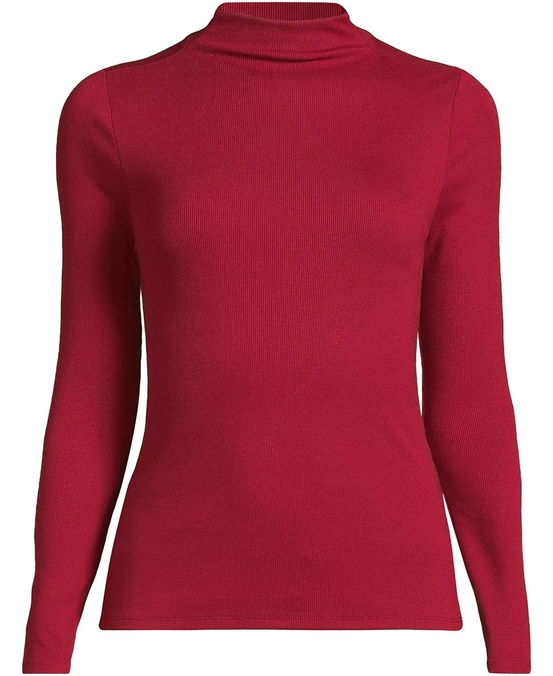 Lands' End Women's Drapey Rib Skimming Long Sleeve Mock Neck