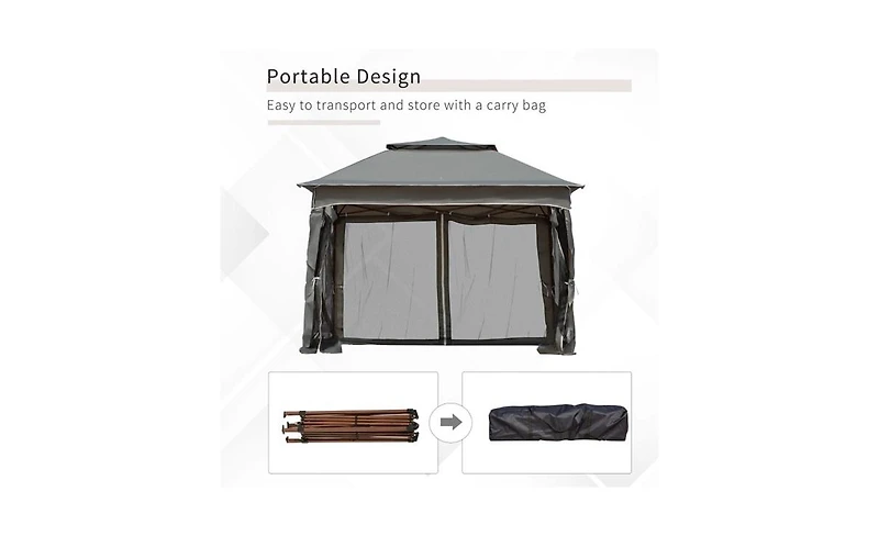 Slickblue Tent Outdoor Patio Pop-Up Canopy Gazebo for Backyard Events and Shade