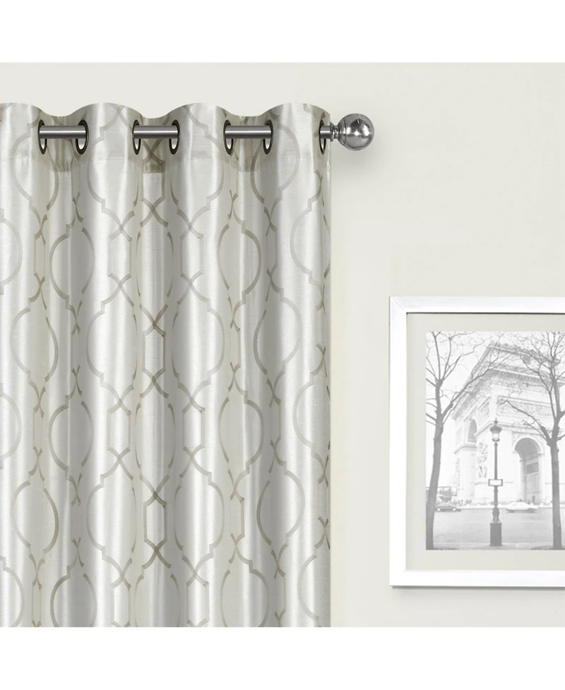Kate Aurora Living 2 Pack Embroidered Trellis Semi Sheer Grommet Curtains - 52 in. W x 84 L, Burgundy