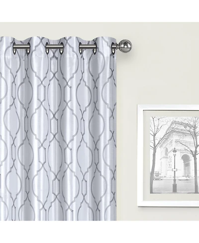 Kate Aurora Living 2 Pack Embroidered Trellis Semi Sheer Grommet Curtains - 52 in. W x 84 L, Burgundy