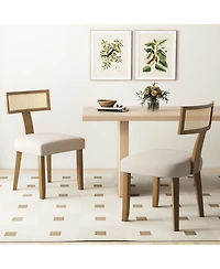 Gymax Set of 4 Dining Chairs Armless Side Chairs w/ Curved Rattan Backrest for Kitchens