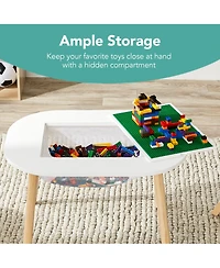 Best Choice Products 2-in-1 Kid's Building Block Table, Construction Activity Center w/ 2 Stools, Storage Compartment