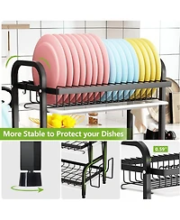 Tribesigns Drying Rack, Metal 3-Tier Large Capacity Dish Rack with Utensil Holder, Cutting Board Holder, Drain Board Tray for Kitchen Counter Storage