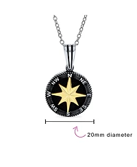 Bling Jewelry Viking Disc Medallion Black Gold Plated Compass Pendant Necklace Sterling Silver Chain