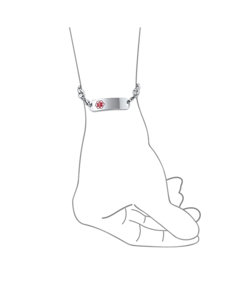 Bling Jewelry Lightweight Blank Identification Medical Id Link Bracelet Stainless Steel 8.5in