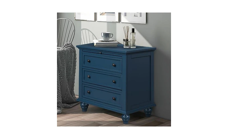 Slickblue 3-Drawer Wood Storage Cabinet – End Table with Pull-Out Tray
